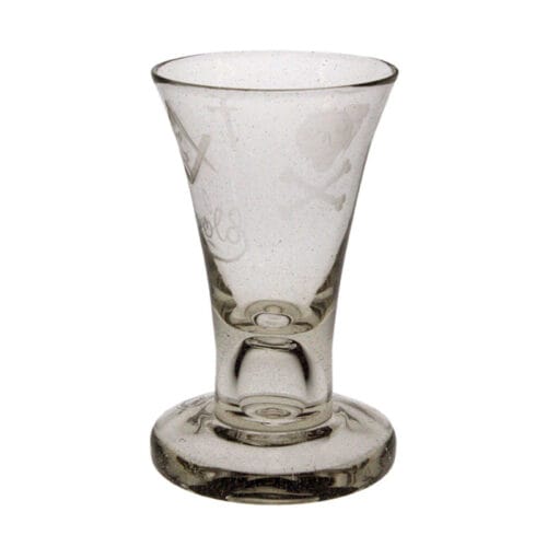 Masonic shot glass, engraved